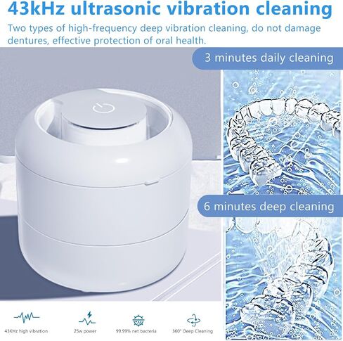 Ultrasonic Jewelry Cleaner with Digital Timer, Portable Jewelry Cleaner Ultrasonic Machine for Eyeglasses, Necklaces, Rings, Watches, Dentures (white) in Saudi Arabia