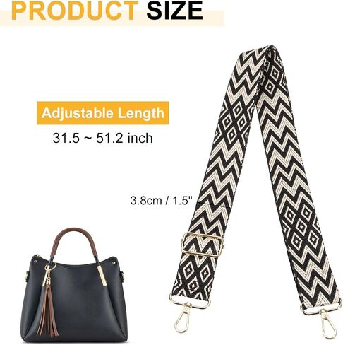 Patikil 55in محفظة أحزمة استبدال Crossbody ، حقيبة Crossbody Crossbody Universal Canvas Bohemian للمحافظ على جيتار حقائب اليد ، البرتقالي in Saudi Arabia