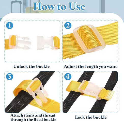 uxcell 4Pcs Add A Bag Luggage Strap, 4-12 Inch Adjustable Suitcase Belt Travel Accessories, Luggage Connector for Carry-on Baggage, Black in Saudi Arabia