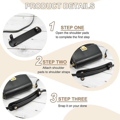 PATIKIL 9" x 2" Leather Shoulder Strap Pad, PU Leather Backpack Strap Pads Handbag Strap Protector Detachable Cushion Covers for Tote Bags Handbag Purse Crossbody, Black in Saudi Arabia