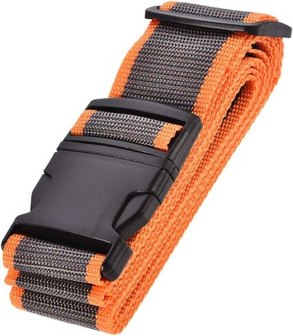uxcell Luggage Strap Suitcase Belt with Buckle Label, 2x78 2Mx5cm Adjustable PP Travel Bag Packing Accessory, Orange Gray in Saudi Arabia