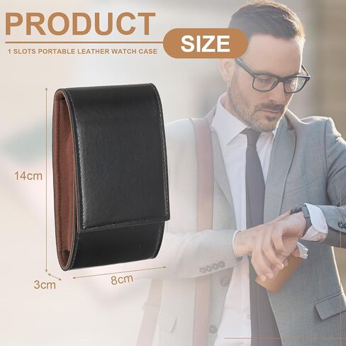 HARFINGTON Watch Roll Travel Case, Single Slots Portable Leather Watch Cases for Men and Women, Watches Storage Organizer for Traveling Display Home Storage, Blue in Saudi Arabia