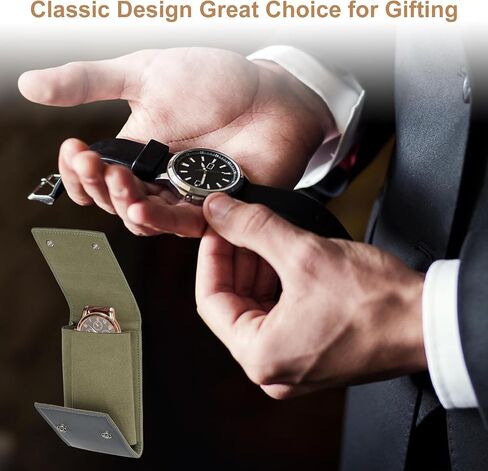 HARFINGTON Watch Roll Travel Case, Single Slots Portable Leather Watch Cases for Men and Women, Watches Storage Organizer for Traveling Display Home Storage, Blue in Saudi Arabia