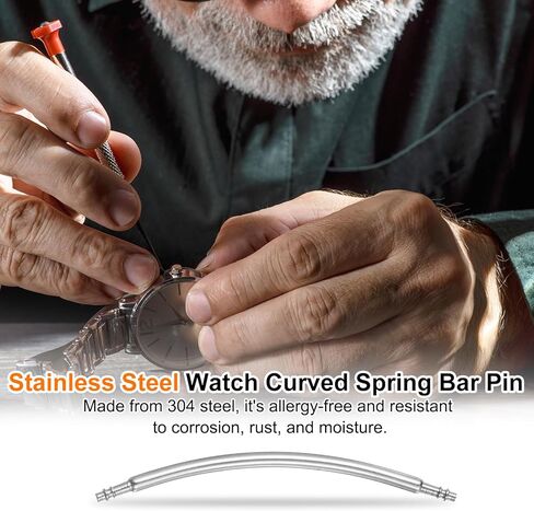 HARFINGTON 10pcs Watch Band Pins 30mm Curved Spring Bar Pin 1.5mm Dia Stainless Steel Double Flanged End Link Repair Kit for Watch Band Bracelet in Saudi Arabia