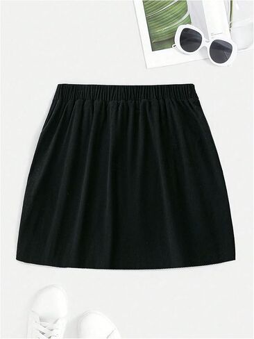 Floerns Women's Plus Size High Waisted A Line Skirt Ruched Slit Hem Mini Skirts in Saudi Arabia