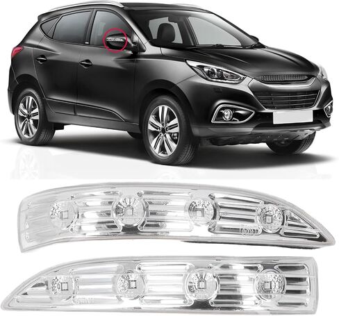 Fydun Side Mirror Turn Lamp, 2pcs Rearview Mirror Turn Light Transparent Lens for Tucson Ix35 2010‑2015 in Saudi Arabia