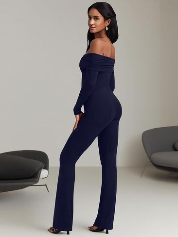 Daawenxi نساء مثير قبالة الكتف طويلة الأكمام بذلة أنيقة bodycon قطعة قطعة واحدة rompers in Kuwait