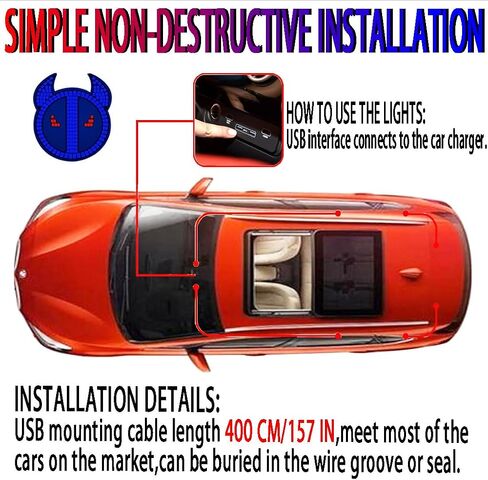LED Devil Eyes Light للسيارات ، ضوء تعبير الشيطان ، LED LED Demon Eye Lights الأمطار الأمامية الزجاج الأمامي ، عيون الشيطان ضوء الزجاج الأمامي ، عيون الشيطان مصابيح LED للنافذة الخلفية للسيارة (أحمر) in Kuwait