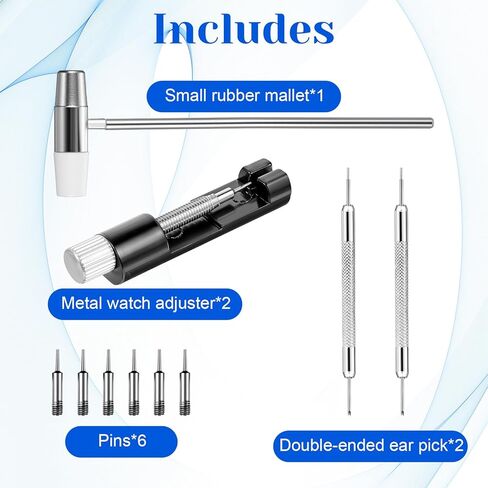 طقم إصلاح أدوات Watch Band Fand 5pcs ، مجموعة مراقبة مراقبة الفولاذ المقاوم للصدأ ، أداة تغيير حجم حزام سوار قابل للتعديل مع دبابيس إضافية in Kuwait