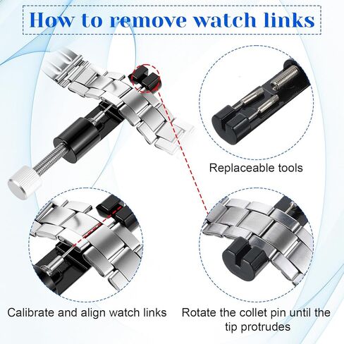 طقم إصلاح أدوات Watch Band Fand 5pcs ، مجموعة مراقبة مراقبة الفولاذ المقاوم للصدأ ، أداة تغيير حجم حزام سوار قابل للتعديل مع دبابيس إضافية in Kuwait