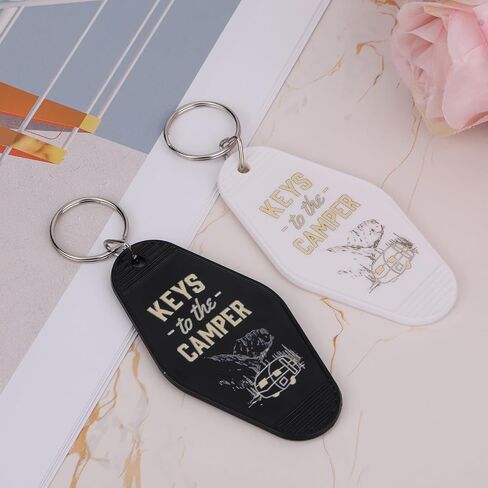 2pcs Camping Keychain, Black & White Keys to the Camper Keychain RV Caravan Camper Accessories Key Chain for Woman &Man in Saudi Arabia