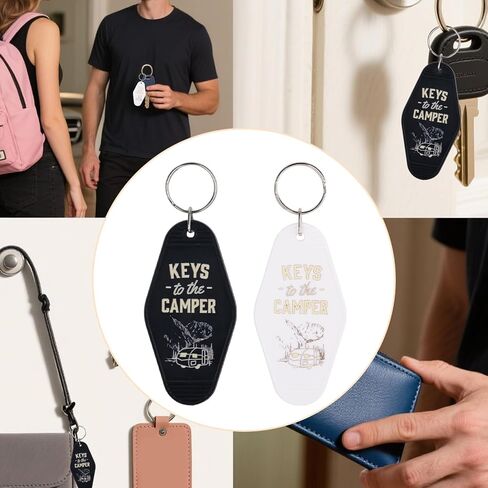 2pcs Camping Keychain, Black & White Keys to the Camper Keychain RV Caravan Camper Accessories Key Chain for Woman &Man in Saudi Arabia