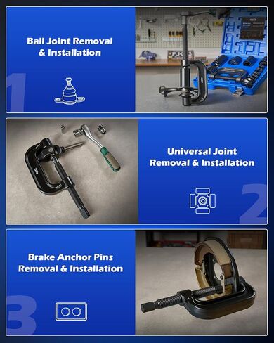 مجموعة أدوات وصلة الكرة Orion Motor Tech، مجموعة أدوات إزالة مفاصل الكرة الرئيسية 26 قطعة مع أداة الضغط على وصلة الكرة وفاصل وصلة الكرة، مجموعة أدوات نهاية قضيب التعادل مع أنابيب استقبال لشاحنة التقاط سيارات الدفع الرباعي in Kuwait