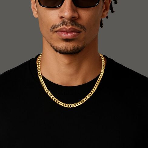 Mens Gold Chain 6mm Cuban Link Chain for Men 14K Gold Necklace Unisex 20 Inch in Saudi Arabia