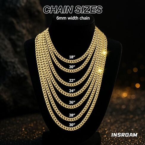 Mens Gold Chain 6mm Cuban Link Chain for Men 14K Gold Necklace Unisex 20 Inch in Saudi Arabia