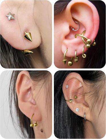 Cisyozi 16G حلقات الحاجز مترابطة داخليا 316L الجراحية الصلب الحاجز مجوهرات الشفاه خواتم هوب Labret مجوهرات ثعبان لدغة ثقب المجوهرات حدوة الحصان أقراط Daith ثقب المجوهرات للنساء الرجال in Saudi Arabia