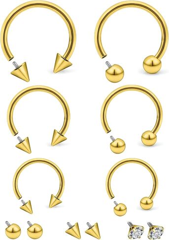 Cisyozi 16G حلقات الحاجز مترابطة داخليا 316L الجراحية الصلب الحاجز مجوهرات الشفاه خواتم هوب Labret مجوهرات ثعبان لدغة ثقب المجوهرات حدوة الحصان أقراط Daith ثقب المجوهرات للنساء الرجال in Saudi Arabia