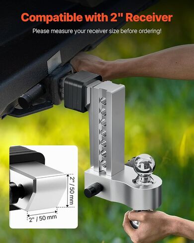 VEVOR Adjustable Trailer Hitch, 8-Inch Drop Hitch, Tri-Ball Mount for 2-Inch Hitch Receiver, Trailer Ball Size 1-7/8", 2" and 2-5/16", Max 15000 lbs Ball Hitch, Towing Hitch for RVs, ATVs, and Trucks in Saudi Arabia