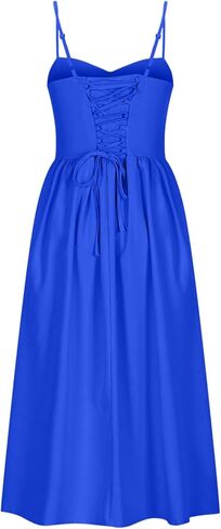 Corset Dress for Women Trendy Spaghetti Strap Bustier Dresses Cute Wrap Dress Swing Flowy Pleated Hem Midi Sundress in Saudi Arabia
