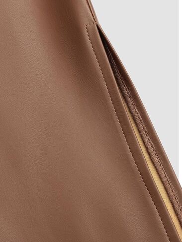 CIDER Faux Leather Skirts Midi Skirt Ruched Skirt Regular Fit Middle Waist Elegant Chic Maxi Skirt for Women in Saudi Arabia