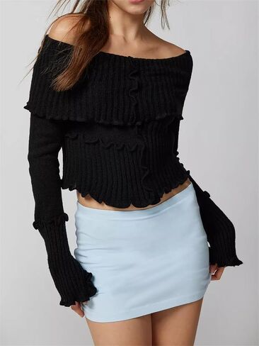 Alyweatry Women Y2k Basic Bodycon Mini Skirt Low Rise Stretchy Aesthetic Going Out Club Skirt Trendy Streetwear in Saudi Arabia