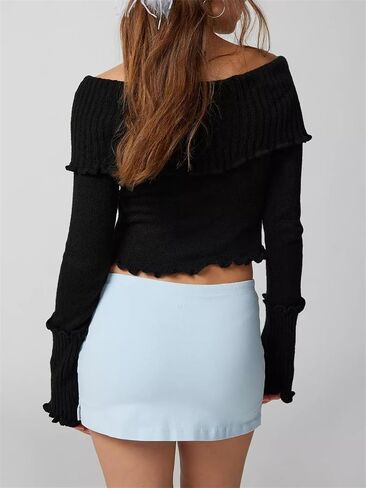 Alyweatry Women Y2k Basic Bodycon Mini Skirt Low Rise Stretchy Aesthetic Going Out Club Skirt Trendy Streetwear in Saudi Arabia