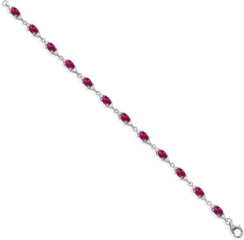 Gem Stone King 925 Sterling Silver Red Created Ruby and White Moissanite Tennis Bracelet For Women (6.91 Cttw, Gemstone Birthstone, Oval 6X4MM, 7.5 Inch) in Saudi Arabia