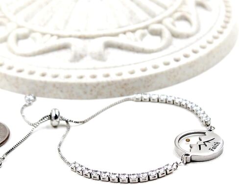 سلسلة التنس المكعبة من الزركونيوم قابلة للتعديل من سلسلة بولو المنزلقة سوار بذور الخردل مجوهرات الإيمان اللذيذة للنساء in Kuwait