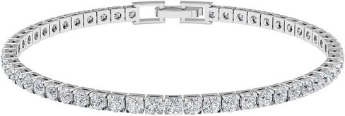 Cubic Zirconia Tennis Bracelets for Women - Trendy Stackable Charm Bracelet Bride CZ Jewelry for Her - Size 8 Inches Promise Unique Cute - Engagement Anniversary Wedding Birthday Gifts in Saudi Arabia