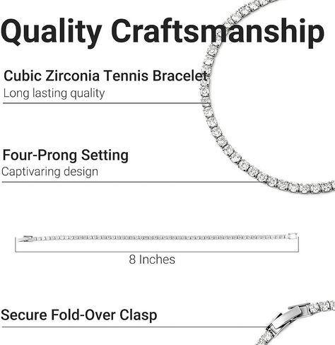 Cubic Zirconia Tennis Bracelets for Women - Trendy Stackable Charm Bracelet Bride CZ Jewelry for Her - Size 8 Inches Promise Unique Cute - Engagement Anniversary Wedding Birthday Gifts in Saudi Arabia