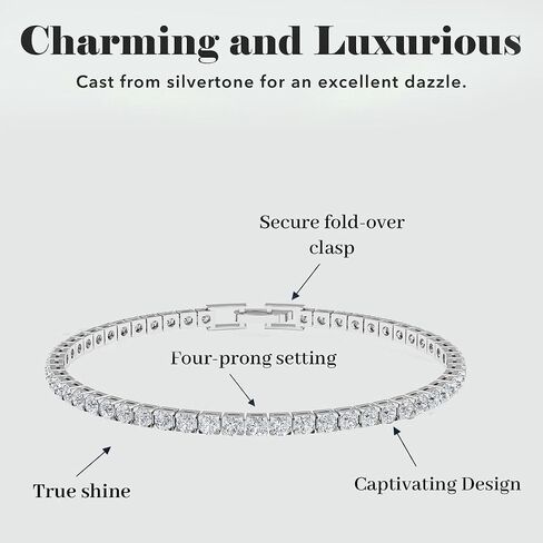 Cubic Zirconia Tennis Bracelets for Women - Trendy Stackable Charm Bracelet Bride CZ Jewelry for Her - Size 8 Inches Promise Unique Cute - Engagement Anniversary Wedding Birthday Gifts in Saudi Arabia