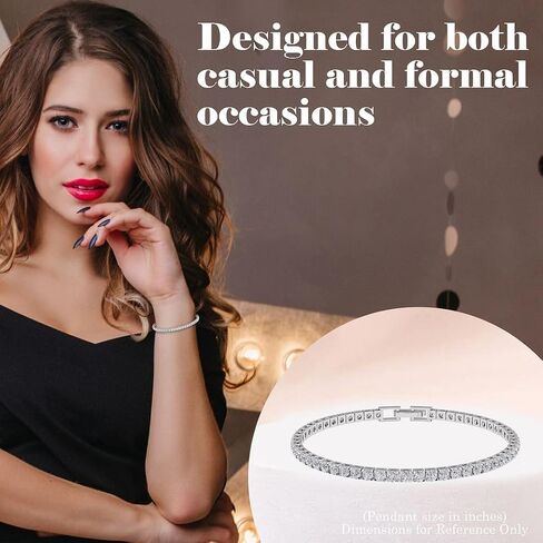 Cubic Zirconia Tennis Bracelets for Women - Trendy Stackable Charm Bracelet Bride CZ Jewelry for Her - Size 8 Inches Promise Unique Cute - Engagement Anniversary Wedding Birthday Gifts in Saudi Arabia