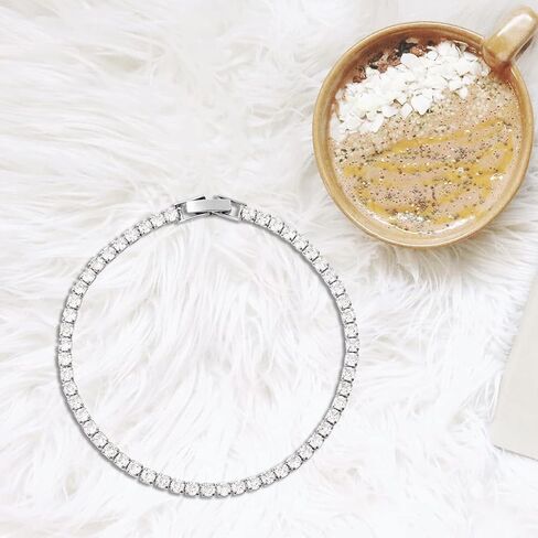 Cubic Zirconia Tennis Bracelets for Women - Trendy Stackable Charm Bracelet Bride CZ Jewelry for Her - Size 8 Inches Promise Unique Cute - Engagement Anniversary Wedding Birthday Gifts in Saudi Arabia