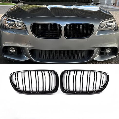 Piano Black Front Grille Kidney Double Slata (2-piece set), for BMW 5 series F10 F11 F18 2010-2017 Series Models. in Kuwait