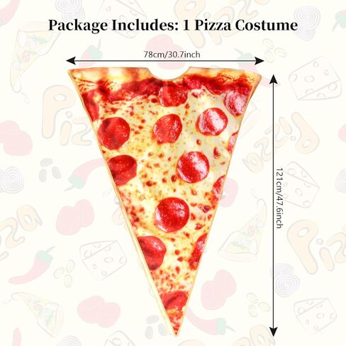 Kyson Pizza Slice Costume Funny Food Costume Realistic Pepperoni Print Foam Halloween Outfit with Hook Loop Back Closure in Saudi Arabia