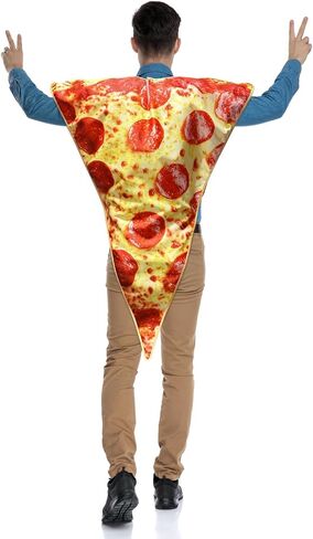 Kyson Pizza Slice Costume Funny Food Costume Realistic Pepperoni Print Foam Halloween Outfit with Hook Loop Back Closure in Saudi Arabia