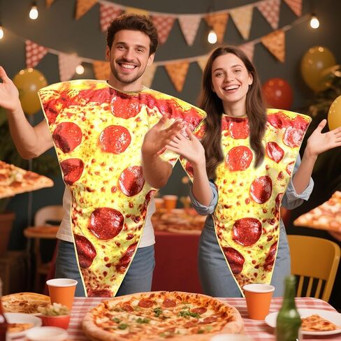Kyson Pizza Slice Costume Funny Food Costume Realistic Pepperoni Print Foam Halloween Outfit with Hook Loop Back Closure in Saudi Arabia