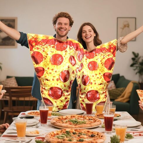 Kyson Pizza Slice Costume Funny Food Costume Realistic Pepperoni Print Foam Halloween Outfit with Hook Loop Back Closure in Saudi Arabia