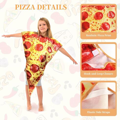 Kyson Pizza Slice Costume Funny Food Costume Realistic Pepperoni Print Foam Halloween Outfit with Hook Loop Back Closure in Saudi Arabia