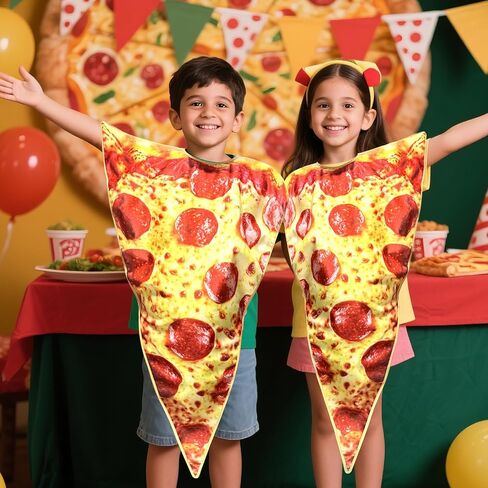 Kyson Pizza Slice Costume Funny Food Costume Realistic Pepperoni Print Foam Halloween Outfit with Hook Loop Back Closure in Saudi Arabia