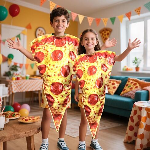 Kyson Pizza Slice Costume Funny Food Costume Realistic Pepperoni Print Foam Halloween Outfit with Hook Loop Back Closure in Saudi Arabia