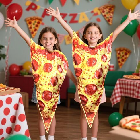 Kyson Pizza Slice Costume Funny Food Costume Realistic Pepperoni Print Foam Halloween Outfit with Hook Loop Back Closure in Saudi Arabia
