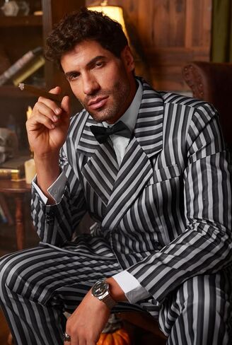 Arvilhill Mens 3 Pcs Dark Gothic Gentleman Costume, Halloween Classic Movie Outfit Blazer, Trousers, Bow Tie (S-2XL) in Saudi Arabia