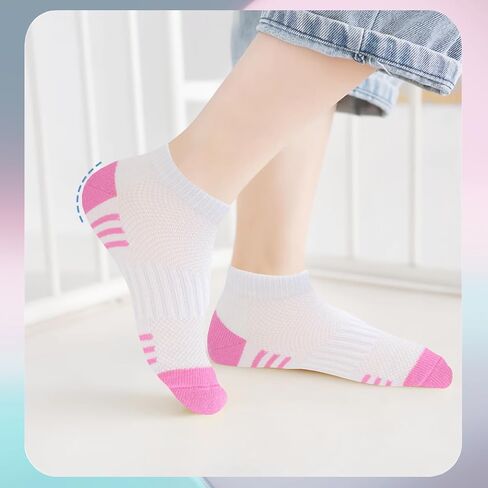 Bemeol Girls Socks 12 Pairs Ankle Sock Girl Athletic Cotton Sports Low Cut Socks for Kids in Saudi Arabia