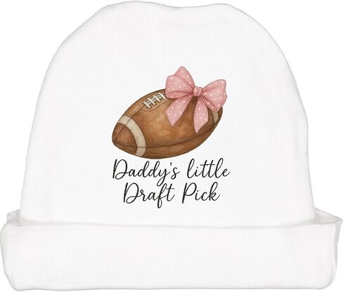 inktastic Daddy's Little Draft Pick Football Pink Bow Baby Beanie Hat in Saudi Arabia