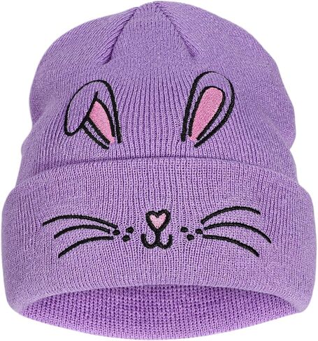 Gils Bunny Beanie Kids Cute Embroidery Rabbit Hat Unisex Winter Knitted Cuffed Skull Skiing Caps Hats 7-12 Years in Saudi Arabia