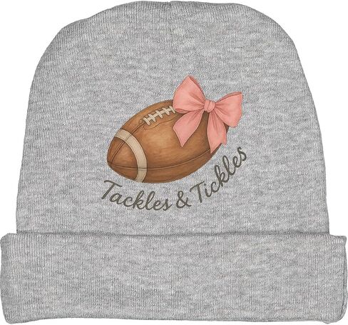 inktastic Football with Pink Bow Tackles & Tickles Baby Beanie Hat in Saudi Arabia