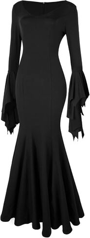 Women's Addams Family Dress Wednesday Costume Gothic Party Long Sleeve Dress in Saudi Arabia