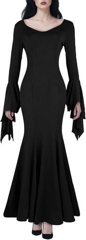 Women's Addams Family Dress Wednesday Costume Gothic Party Long Sleeve Dress in Saudi Arabia