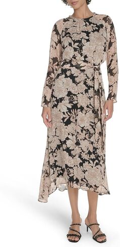 Tommy Hilfiger Women's Long Sleeves Tie Waist Maxi Dress in Saudi Arabia